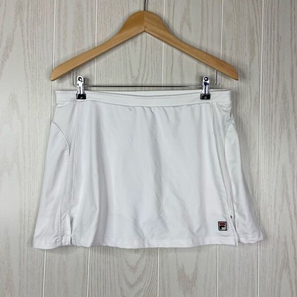 Fila Pants - Fila Womens Athletic Mini Logo Tennis Skort Elastic Waist White XL